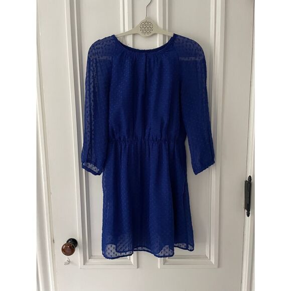 J. Crew Dresses & Skirts - J Crew bright blue dotted dress 2